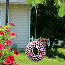 Sunnydaze 6-Inch Glass Mosaic Hanging Bird Feeder for Outdoors - Fly-Through Wild Bird Feeder - Crimson Mosaic by GreenHaven Gardens