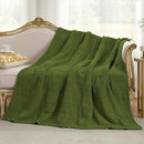 Amélie Home Chenille Knit Throw Blanket for Couch, Checkered Texture Decorative Soft Blanket for Sofa, Bed & Living Room, 50"x60", Olive Green by CozyNest Decor