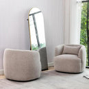 KINWELL 34" Wide Boucle Swivel Barrel Chairs Set of 2, No Assembly Round Upholstered Armchairs Accent Chairs Single Sofa Chair with Toss Pillow for Living Room and Bedroom, Taupe by CozyNest Decor