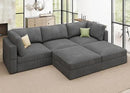 HONBAY Modular Sectional Sofa with Storage Corduroy U Shaped Sofa Modular Sectional Couches for Living Room,Dark Grey by CozyNest Decor