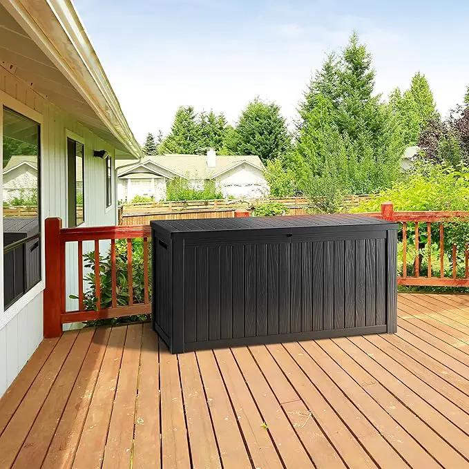 270 Gallon Lockable Resin Deck Box, Waterproof & UV-Resistant Outdoor Storage Box for Outdoor Cushion Storage, Garden Tools & Pool Accessories Storage, Black, photo 3 of 7