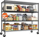 REIBII 60" W ×24" D×65.3" H, 4 Tier Wire Shelving 2878LBS Heavy Duty Steel Storage Rack Shelving Adjustable Shelves for Warehouses, Garages, Kitchens, and Commercial Spaces/Premium Wheels 2 Pack by CozyNest Decor
