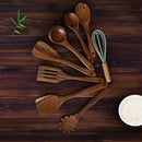 Wooden Kitchen Utensils Set, Teak Wood Cooking Spoons for Non-Stick Pans, 8 Pieces by CozyNest Decor
