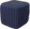 REDEARTH Square Hand Knitted Pouf - Foot Stool Ottoman Coffee Table - Cotton Cord Boho Pouffe - Poof Accent Footrest for Living Room - Bedroom - Library (16" x 16" x 16") - Navy Blue by CozyNest Decor