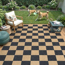 Lahome Checkered Easy Jute Area Rug, 5x7 Outdoor Patio Rug Washable Carpet for Living Room Checkerboard Indoor Outdoor Carpet, Farmhouse Geometric Non Slip Black Mat for Backyard Dining Room by CozyNest Decor
