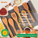 Riveira Cherry Wooden Spoons for Cooking Set of 6 – Natural Cherry Wooden Cooking Utensils, Wooden Spatula, Wooden Spoon - Premium Quality Wooden Utensil Set for Non-Toxic Cooking by CozyNest Decor