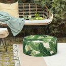 LVTXIII Outdoor/Indoor Round Inflatable Ottoman, All Weather Patio Footstool, Portable Footrest Seat for Patio Garden, Camping or Home, 21"x21"x9", Swaying Palms Green by CozyNest Decor