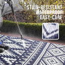 OLANLY Outdoor Rug Waterproof 10x14 ft, Reversible Outdoor Plastic Straw Rug, Boho Patio Rug, Indoor Outdoor Carpet, RV Mat Outside for Patio, Camp, Picnic, Balcony, Deck, Backyard, Navy & White by GreenHaven Gardens