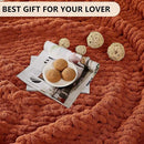 L'AGRATY Chunky Knit Blanket Throw: 50''x60'' Chenille Chunky Knitted Throw Blanket for Bed Couch - Handmade Thick Big Cable Knit Blanket - Large Crochet Rope Blanket for Home Decor(Rusty Orange) by CozyNest Decor