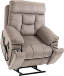 Dual Motor Power Lift Chair Recliners, 180°Lay Flat Sleeping Recliner Chairs for Elderly with Heat Massage, Spacious Seat, Cup Holders, Side Pockets, Lumbar Pillow, Up to 400LBS by CozyNest Decor