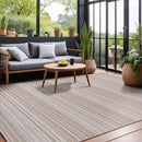 Stripe Outdoor Rug 10x14 Washable Outside Carpet for Indoor Patio Porch Waterproof Easy Cleaning Non Shedding Area Rugs Beige 10 x 14 by CozyNest Decor