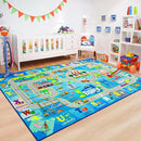 Chicrug 6x9 Car Road Area Rug for Kids Playroom Bedroom, Non Slip Low Pile Washable ABC Alphabet Carpet for Classroom, City Track Play Mat for Toddler Children Nursery Baby Room Decor, Blue by TinyTreasures Baby Boutique