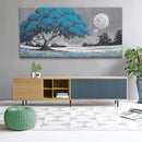 TAIJXAGSG Wall Art Blue Tree Moon Picture Canvas Art Wall Decor Artwork Abstract Canvas Print Painting Nature For Living Room Bedroom Bathroom Office Home Wall Decor 29"X 58"Can Be Hung Directly by CozyNest Decor