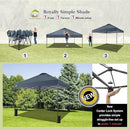 CROWN SHADES 10x10 Pop Up Canopy Tent - Patented Center Lock One Push Instant Outdoor Canopy Beach Tent with STO-N-Go Bag 8 Stakes & 4 Sand Bags，Grid Grey by GreenHaven Gardens