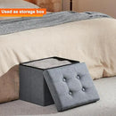ALASDO Storage Ottoman Footrest Stool Small Ottoman with Storage Foldable Ottomans Foot Rest Footstool Bench for Living Room 17x13x13inches Grey by CozyNest Decor