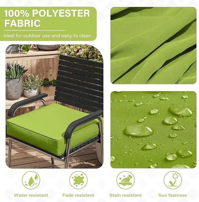 Patio Chair Cushions 24 X 24 X 5 Inch Waterproof Outdoor Seat Cushions for Patio Furniture, Outdoor Sofa Couch Pads with Ties & Handle, Set of 2, Grass Green, photo 3 of 7