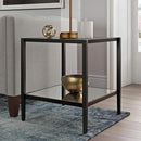 Henn&Hart 20" Wide Square Side Table with Mirror Shelf in Blackened Bronze, Table for Living Room, Bedroom by CozyNest Decor