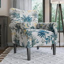 BELLEZE Modern Accent Chair for Living Room, High Back Floral Armchair w/Wooden Legs, Upholstered Wingback Side Chair Padded Armrest Single Sofa for Living Room, Bedroom - Allston (Green Blue Floral) by CozyNest Decor