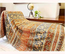 Handmade Cotton Floral Throw Blanket | Indian Block Print with Tassels | Boho Fringed Sofa & Bed Cover | 48x70 Inches Lightweight Decorative Throw for Couch, Living Room & Bedroom by CozyNest Decor