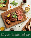 ROYAL CRAFT WOOD Wooden Cutting Boards for Kitchen Meal Prep & Serving - Bamboo Wood Serving Board Set with Deep Juice Groove Side Handles - Charcuterie & Chopping Butcher Block for Meat (3 Pcs) by CozyNest Decor
