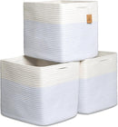 NaturalCozy 13x15x13 Kallax Storage Cubes Bins, 3 Pack | Cotton Rope Cube Storage Bin Woven Baskets for Organizing | Kallax Insert Storage Baskets for Shelves Organizer, Kids Toy, Closet Baby Nursery by TinyTreasures Baby Boutique