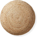 Casafield Hand-Braided Jute Pouf Ottoman Footrest, 19" Round x 10-1/2" High, Natural Woven Boho Floor Cushion, Home Decor for Living Room, Bedroom, Apartment by CozyNest Decor