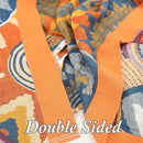 Snycler Boho Throw Blanket for Bed - 100% Cotton Ultra Soft Rustic Quilt Fall Blanket - Orange Floral Printed Farmhouse Decor Bed Blankets, 60"×80" All Season Rustic Throw for Sofa Couch Chair by CozyNest Decor