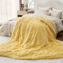 Bedsure GentleSoft Fluffy Yellow Blankets Queen Size for Bed, Thick Sherpa Faux Fur Fleece Fuzzy Plush Winter Warm Heavy Soft Full Queen Blankets, Bedroom Decor Yellow Cozy Gifts for Women Men, 90x90 by CozyNest Decor