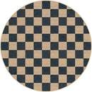 Lahome Checkered Round Rugs 6ft, Outdoor Patio Easy Jute Rug Indoor Outdoor Circle Carpet, Farmhouse Nature Non Shedding Non Slip Washable Black Carpet for Living Room Entry Deck by CozyNest Decor
