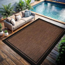 CAMILSON Indoor Outdoor Rug, 10x14 Bordered Nut Brown Black Modern Area Rugs for Indoor and Outdoor Patios, Kitchen and Hallway Mats, Washable Porch Deck Outside Carpet (Border Nut Brown Black 10 x14) by CozyNest Decor