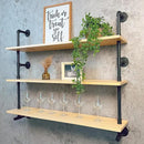 Industrial Pipe Wall Shelves Pipe Shelving with Real Wood Plank,48 Inches Floating Shelves for Wall Farmhouse Pipe Book Shelves Dark Brown 3 Tier for Kitchen,Living Room Decor and Bar Shelving by CozyNest Decor