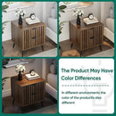 Smuxee Walnut Wooden Night Stand, Mid Century Nightstand with 2 Fluted Drawers, Bedside Table with Metal Feet, Modern End Side Table for Bedroom