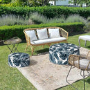 LVTXIII Outdoor/Indoor Inflatable Ottoman, 31"x31"x14" Patio Footrest Stool, Portable Round Pouf Ottoman for Patio Garden, Camping or Home Decoration, Palm Blue by CozyNest Decor