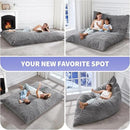 Hobestluk 3 in 1 Bean Bag Chair Giant Bean Bag Chairs Convertible Bean Bag Floor Cushion with Machine Washable Cover, Beanbag Chairs for Adult (Grey) by CozyNest Decor