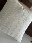 VAGMINE Embroidered Floating Leaves Throw Pillow Cover - 18x18 Inches Square - 100% Cotton Ivory Decorative Cushion Cover - Timeless Nature-Inspired Accent for Sofa, Couch & Modern Decor - Cream by CozyNest Decor