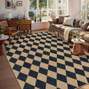 Lahome Checkered Easy Jute Area Rug 8x10, Large Living Room Patio Rug Checkerboard Indoor Outdoor Carpet, Farmhouse Geometric Non Slip Black Carpet for Backyard Dining Room by CozyNest Decor
