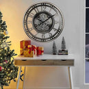 CLXEAST 21 Inch Large Moving Gear Wall Clock,Industrial Steampunk Decor,Decorative Wall Clock for Modern Farmhouse Living Room Decor,Gunmetal Silver Finish by CozyNest Decor