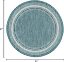 Unique Loom Outdoor Border Collection Area Rug - Soft Border (5' 1" Round, Teal/ Ivory) by GreenHaven Gardens