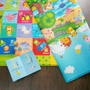 Baby Care Play Mat (Medium, Playful - Pinko & Friend) 73’’ x 49’’ Original One-Piece Reversible Rollable Waterproof Play Mat for Infants, Babies, Toddler, and Kids by TinyTreasures Baby Boutique