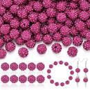 200pcs 10mm Rhinestone Beads for Jewelry Making, Fuchsia Shiny Round Disco Ball Beads Bulk, Sparkle Crystal Clay Christmas for Bracelet Baseball Necklace Earring Crafting and DIY by TinyTreasures Baby Boutique