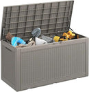 NUNU LAB 102 Gallon Large Waterproof Resin Deck Box, Lockable Outdoor Storage Box with Gas Lift, Patio Cushions, Garden Tools, Pool Supplies, Indoor Outdoor Storage Container, Grey by GreenHaven Gardens