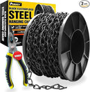 [Upgraded] 50FT Black Electroplated Steel Hanging Chain Roll, Pliers Included, 20LBS Load Capacity, Durable, Rust-Resistant, Adjustable Length for Hanging Bird Feeders, Planters, Lanterns, Billboards by GreenHaven Gardens