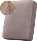 H.VERSAILTEX Velvet Stretch Couch Cushion Cover Plush Cushion Slipcover for Chair Cushion Furniture Protector Seat Cushion Sofa Cover (1 Piece Armchair Cushion Covers, Taupe Striped) by CozyNest Decor