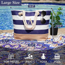 YOOLIFE Initial Canvas Waterproof Beach Tote Bag Zipper Personalized Gifts for Women Her Birthday Travel Beach Essential by TinyTreasures Baby Boutique