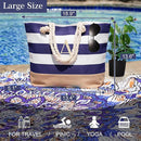 YOOLIFE Initial Canvas Waterproof Beach Tote Bag Zipper Personalized Gifts for Women Her Birthday Travel Beach Essential by TinyTreasures Baby Boutique