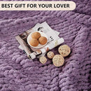 L'AGRATY Chunky Knit Blanket Throw: 50''x60'' Chenille Chunky Knitted Throw Blanket for Bed Couch - Handmade Thick Big Cable Knit Blanket - Large Crochet Rope Blanket for Home Decor(Deep Purple) by CozyNest Decor