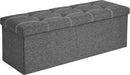 SONGMICS Mazie Collection - 43 Inches Ottoman Storage Bench, 35 Gal. Folding Chest with Breathable Linen-Look Fabric, Load up to 660 lb, for Entryway, Living Room, Bedroom, Dark Gray ULSF077G04 by CozyNest Decor