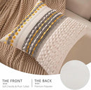 Boho Chenille Tufted Couch Throw Pillow Covers 18x18 Inch Set of 2 Farmhouse Striped Decorative Pillow Covers Accent Neutral Pillowcase Grey Yellow Cushion Cover for Living Room Sofa Bed by CozyNest Decor