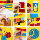 Felt Train Busy Board for Toddlers 2-4 Year Old - Montessori Busy Board with 22 Sensory Toys to Fine Motor Skills - Toddler Travel Toys by TinyTreasures Baby Boutique
