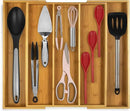 Purawood Kitchen Drawer Organizer, 2 Pack - Expandable Utensil Drawer Organizer for Kitchen, Cutlery Tray & Silverware Organizer, 3-5 Slots - Bamboo Organizer for Utensils & Flatware (Natural) by CozyNest Decor